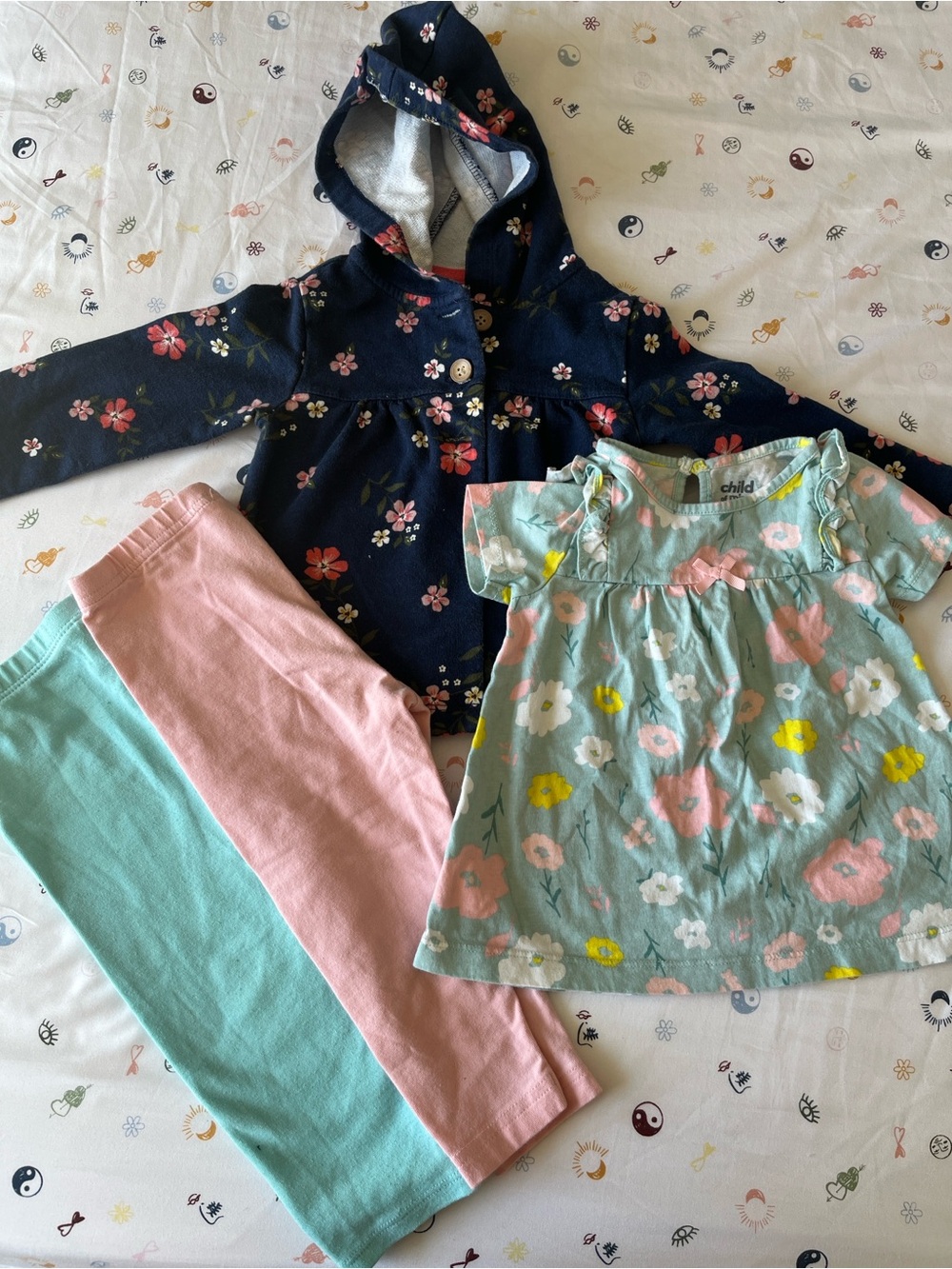 Bundle Savings! Navy Floral Hooded Jacket & Pastel Floral Top Outfit